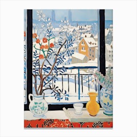 The Windowsill Of Sapporo   Japan Snow Inspired By Matisse 2 Canvas Print