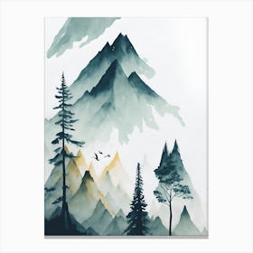 Mountain And Forest In Minimalist Watercolor Vertical Composition 133 Canvas Print