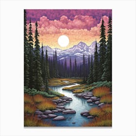 Mount Rainier National Park Retro Pop Art 10 Canvas Print