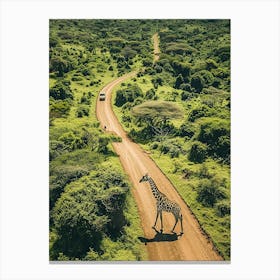 Giraffe Crossing Road Canvas Print