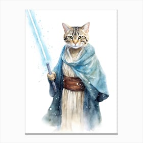 Egyptian Mau Cat As A Jedi 3 Canvas Print