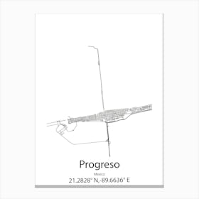 Progreso,Mexico Minimalist Map Stampe su tela