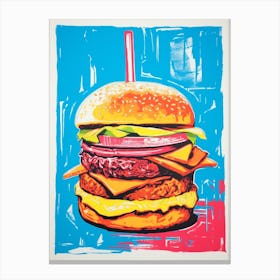 Retro Hamburger Colour Pop 3 Canvas Print