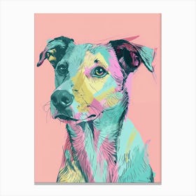 Terrier Dog Graphic Line Pastel Watercolour Canvas Print