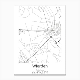 Wierden,Netherlands Minimalist Map Canvas Print