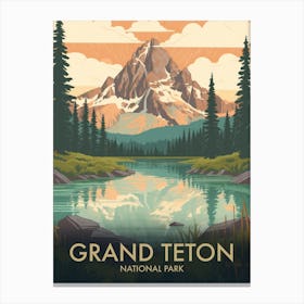 Grand Teton National Park Vintage Travel Poster 4 Canvas Print