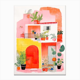 A House In Positano, Abstract Risograph Style 3 Canvas Print