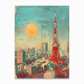 Tokyo Tower Mid Century Modern 3 Canvas Print