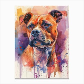 Staffordshire Bull Terrier Acrylic Painting 6 Canvas Print