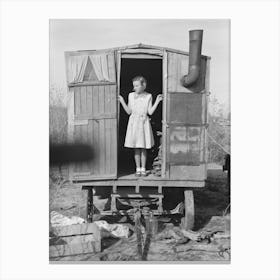 Daughter Of Migrant In Doorway Of Trailer, Sebastin, Texas By Russell Lee Canvas Print