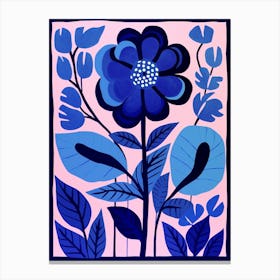 Blue Flower Illustration Zinnia 2 Canvas Print