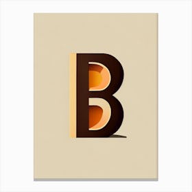 B  Letter, Alphabet Retro Minimal 4 Canvas Print