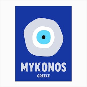 Mykonos, Greece, Graphic Style Poster 1 Canvas Print