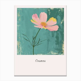 Cosmos 2 Square Flower Illustration Poster Canvas Print