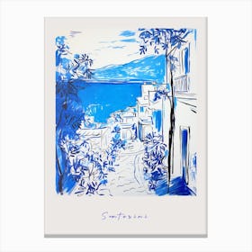 Santorini Greece Mediterranean Blue Drawing Poster Canvas Print