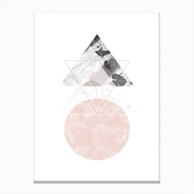 Triangle Pink & Black Marble Abstract with Circle Canvas Print