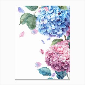 Watercolor Hydrangea Flowers Canvas Print