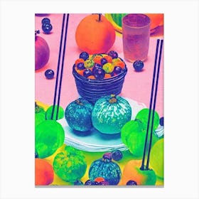 Pummelo Risograph Retro Poster Fruit Canvas Print