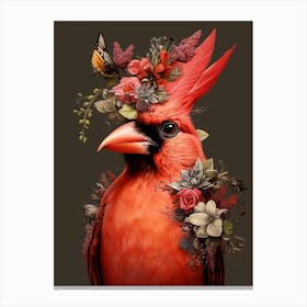Bird With A Flower Crown Northern Cardinal 1 Canvas Print