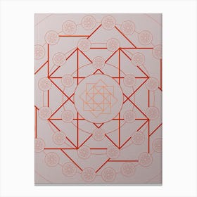 Geometric Abstract Glyph Circle Array in Tomato Red n.0206 Canvas Print
