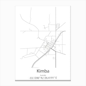 Kimba,Australia Minimalist Map Canvas Print