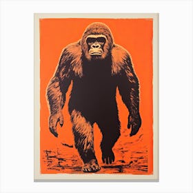 Gorilla, Woodblock Animal Drawing 4 Canvas Print