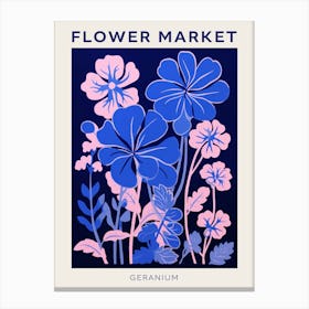 Blue Flower Market Poster Geranium 2 Canvas Print