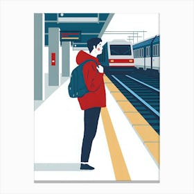Train Station Illustration Canvas Print
