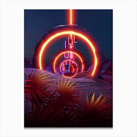 Neon landscape: Abstract canyon #1 [synthwave/vaporwave/cyberpunk] — aesthetic retrowave neon poster Canvas Print