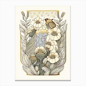 Beehive With Flowers 4 Vintage Canvas Print