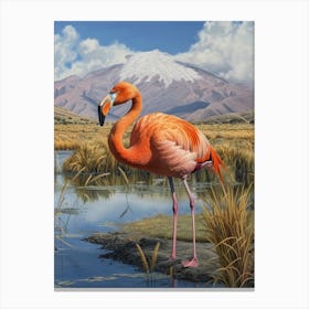 Greater Flamingo Andean Plateau Chile Tropical Illustration 2 Canvas Print