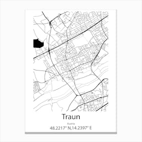 Traun,Austria Minimalist Map Canvas Print