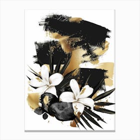 Black And Gold Floral Painting Canvas Print