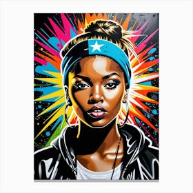 Graffiti Mural Of Beautiful Hip Hop Girl 63 Canvas Print
