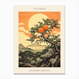 Tachibana Mandarin Orange 2 Japanese Botanical Illustration Poster Canvas Print