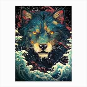 Wolf In The Sea 3 Canvas Print