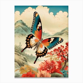 Butterfly And Flowers Canvas Print