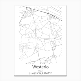 Westerlo,Belgium Minimalist Map Canvas Print