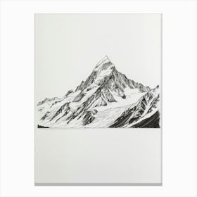 Mount Cook Usa Line Drawing 1 Canvas Print