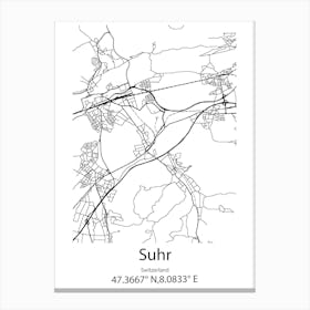 Suhr,Switzerland Minimalist Map Canvas Print