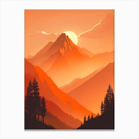 Misty Mountains Vertical Composition In Orange Tone 171 Canvas Print