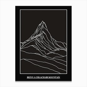 Beinn A Chlachair Mountain Line Drawing 2 Poster Canvas Print