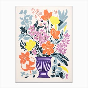 Colourful Flower Still Life Risograph Style 20 Canvas Print