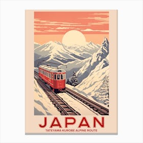 Tateyama Kurobe Alpine Route, Visit Japan Vintage Travel Art 1 Canvas Print