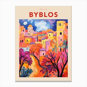 Byblos Lebanon 3 Fauvist Travel Poster Canvas Print