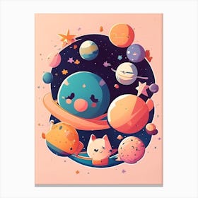 Astronomy Kawaii Kids Space Canvas Print