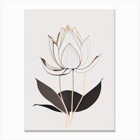 Lotus Flowers In Park Retro Minimal 3 Canvas Print