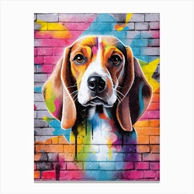 Aesthetic Beagle Dog Puppy Brick Wall Graffiti Artwork Canvas Print