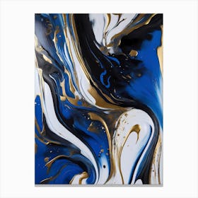 Peace Blue Gold Abstract Psychedelic Fluid II Canvas Print