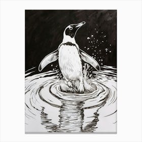 King Penguin Jumping Out Of Water 1 Canvas Print